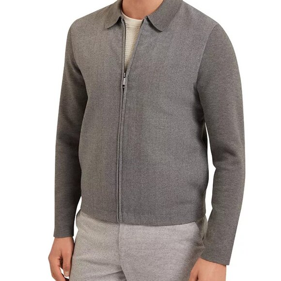 Ted Baker Dejo Men's Gray Herringbone Zip Up Jacket - X-Large (EU5) - NWT - Picture 3 of 6